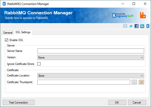 SSIS RabbitMQ Connection Manager - SSL Settings
